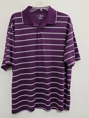 GRAND SLAM size XL Striped Golf Performance Short Sleeve Polo Purple